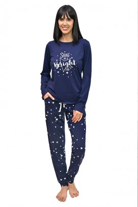 Pijamale Dama, Pijama dama bumbac, cu maneca lunga - Pijama dama bumbac, cu maneca lunga