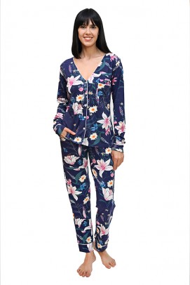 Pijamale Dama, Pijama dama bumbac si modal, cu maneca lunga - Pijama dama bumbac si modal, cu maneca lunga