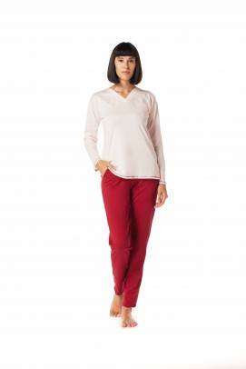 Pijamale Dama, Pijama dama bumbac, cu maneca lunga - Pijama dama bumbac, cu maneca lunga