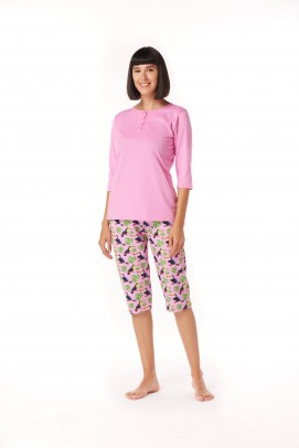 Pijamale Dama, Pijama dama bumbac 3/4 Tropical - Pijama dama bumbac 3/4 Tropical