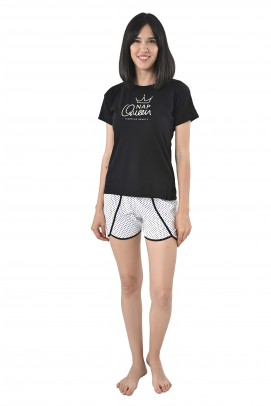 Pijamale Dama, Pijama dama bumbac, cu pantaloni scurti - Pijama dama bumbac, cu pantaloni scurti